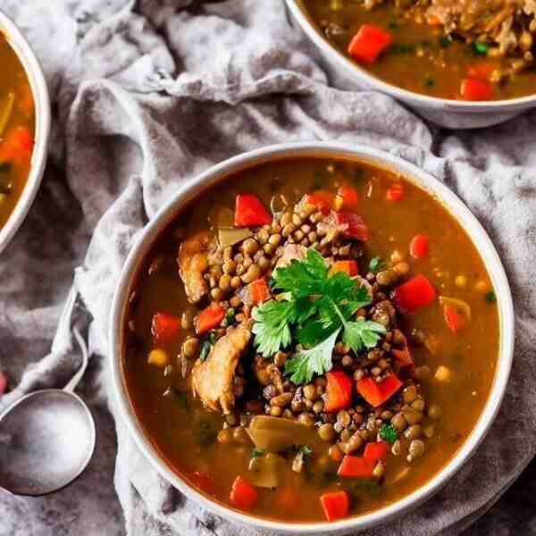 Капустняк с курицей и чечевицей